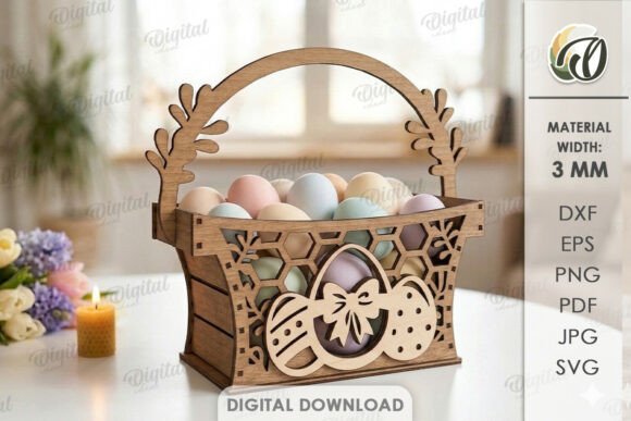 3D Easter Basket Laser Cut: A Festive Graphic Design Asset for Spring Branding