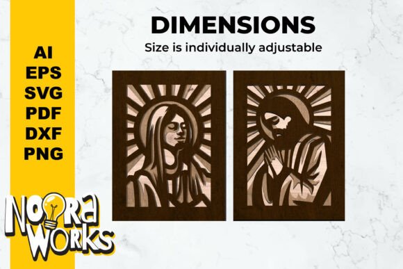 3D Jesus Christ and Virgen Maria Cut SVG for Laser Cutting Projects in Winter Amp