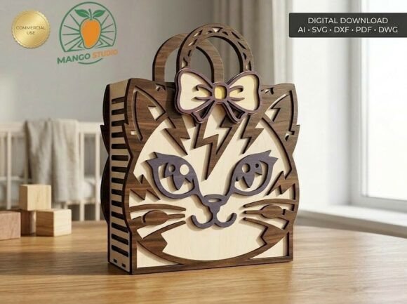 3D Layered Cat Gift Box Laser Cut: A Creative Organizer for Marketing and Branding