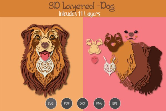 3D Layered Dog: A Versatile SVG Design for Modern Branding