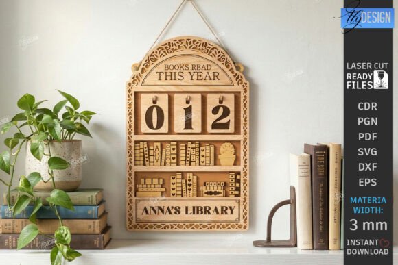 3D Layered Retro Book Tracker Laser Cut for Wall Decor