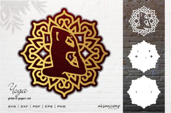 3D Layered Yoga Cut File for Laser Cutting Signs