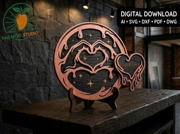 3D Liquid Love Heart for Laser Cutting in Home Decor Projects