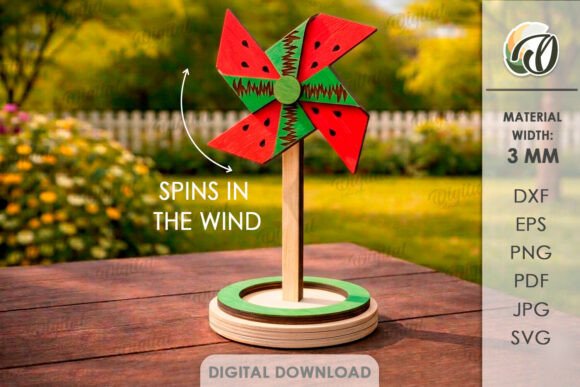 3D Pinwheel Stand Laser Cut: A Vibrant Home Decor Graphic for Crafters
