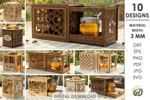 3D Summer Fruit Fly Trap Boxes Bundle: A Laser-Cut Home Decor Asset for Content Creators