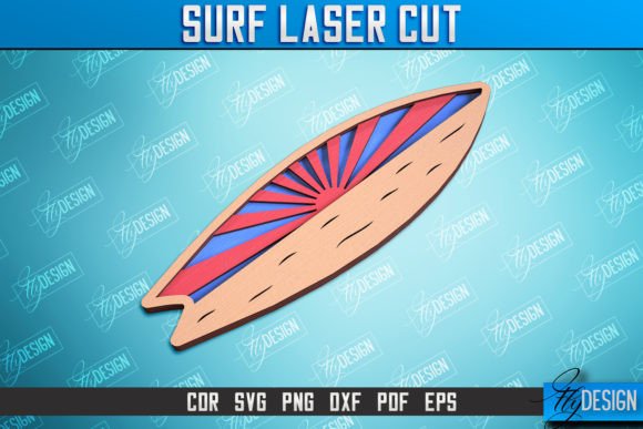 3D Surf Laser Cut Wooden Surfboard for Ornaments and Decor