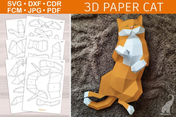 3D SVG Papercraft Cat Sculpture for Crafting & Handmade Businesses