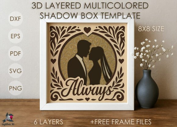 3D SVG Shadow Box for Wedding-Themed Content
