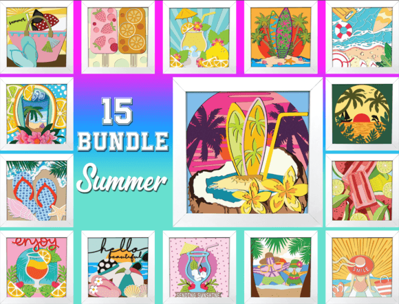 3D SVG Summer Shadow Boxes for Handmade Creations
