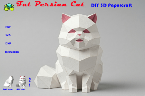 Fat Persian Cat DIY 3D Papercraft: A Unique Graphic Design Asset for Local Business Branding