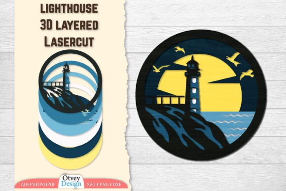 Lighthouse 3D Layered Lasercut for Wall Decor Projects