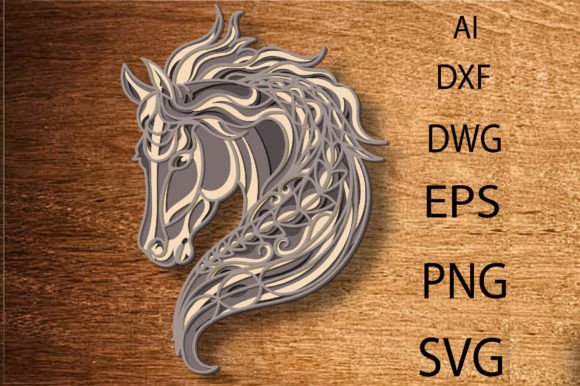Multilayer Horse Laser Cut File 3D Horse