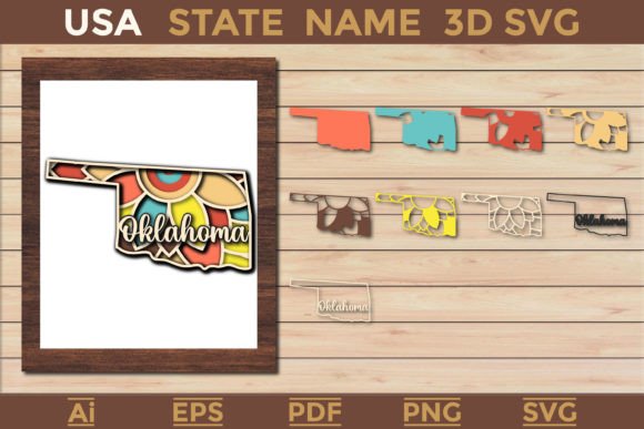 Oklahoma USA State 3D SVG Paper Cut for Laser Cutting and Wall Decor