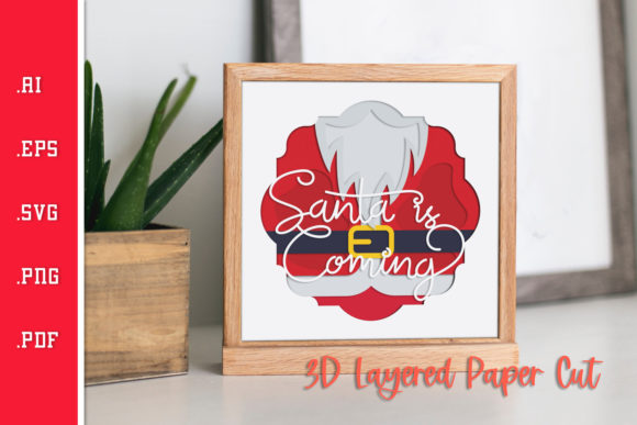Santa is Coming - 3D Layered Paper Cut SVG for Crafts and Graphics