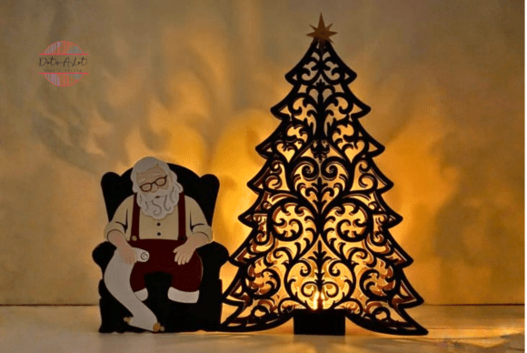 Sleeping Santa and Christmas Tree 3D SVG for Holiday Publishing