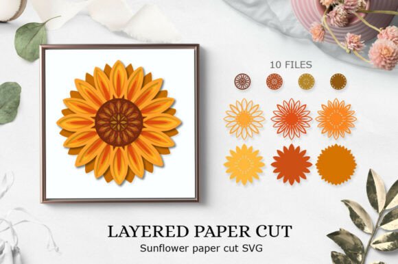 Sunflower 3D Shadow Box SVG for Paper Flowers