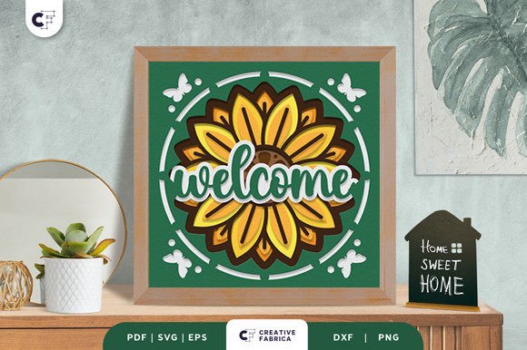 Sunflower Welcome 3D SVG Ornament for Branding and Packaging