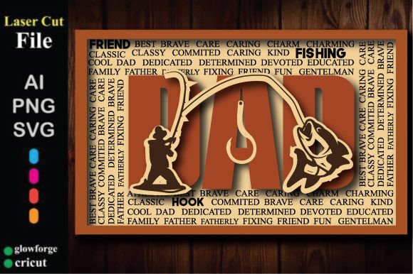 Wooden Fishing Dad Laser Cut File – A Father’s Day Design Asset for Creative Projects