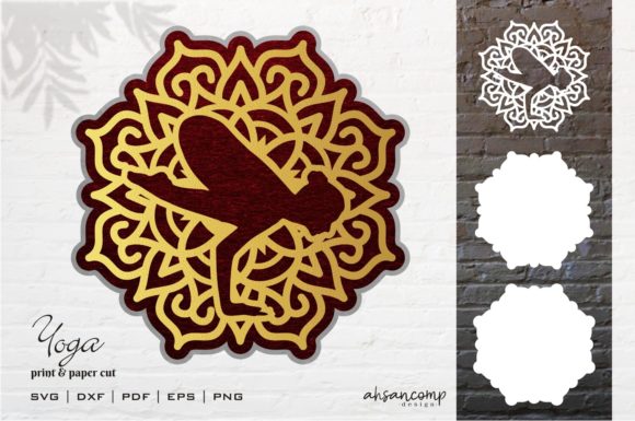 Yoga Vector Mandala SVG 3D Layered for Laser Cutting and Sign Design